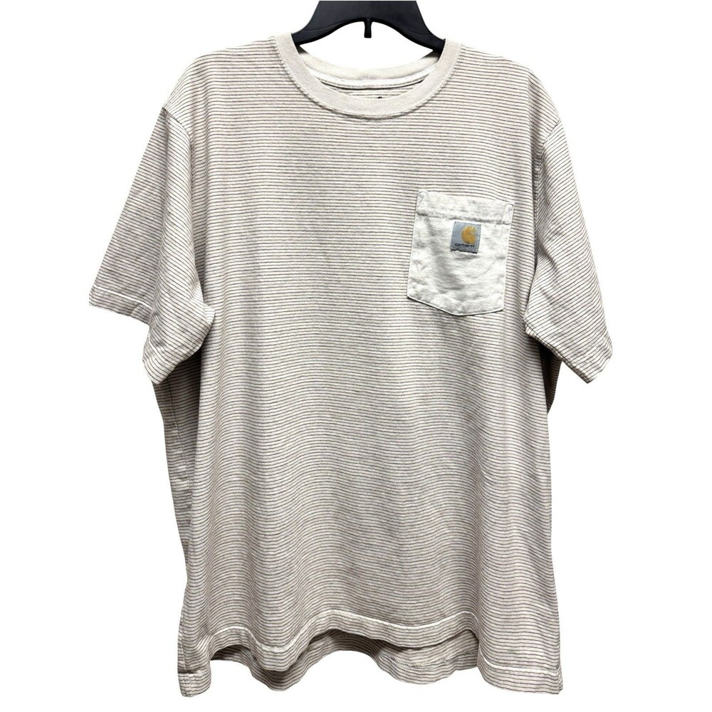 Carhartt T-Shirt Mens XL Relaxed Fit Striped Pocket Tee Short Sleeve Workwear